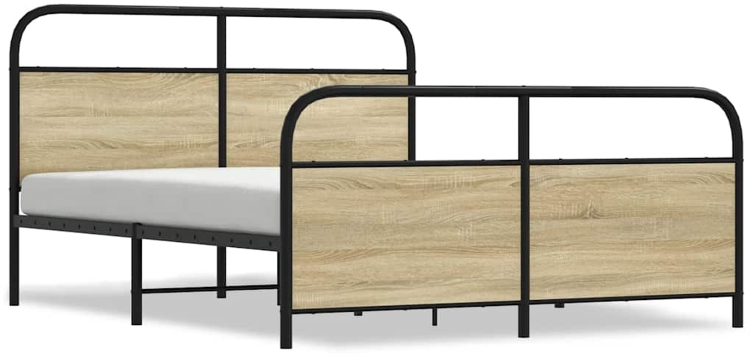 vidaXL Metallbett ohne Matratze Sonoma-Eiche 150x200 cm 3318650 Bild 1