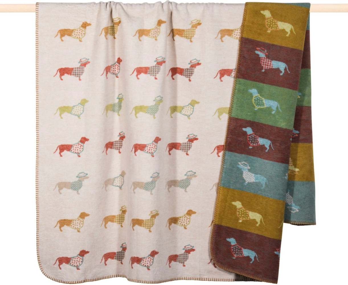 PAD Decke Dackel Hund Beige, 150x200 cm Bild 1