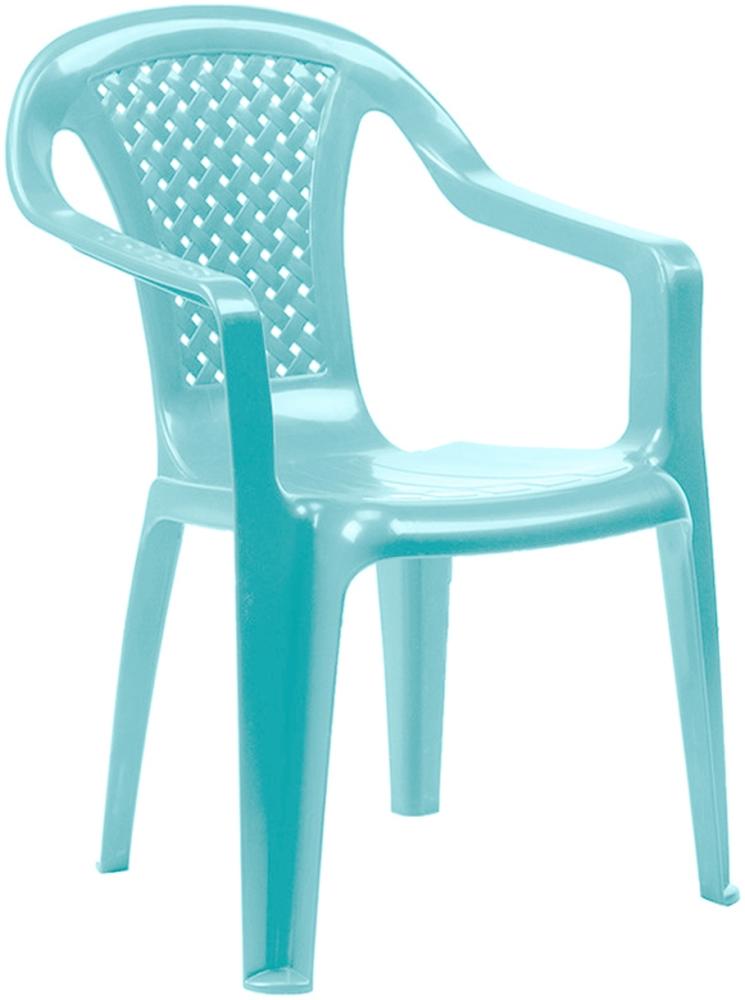 Kinder Stapelstuhl Bistrostuhl Rattan-Optik Blau Kunststoff Bild 1