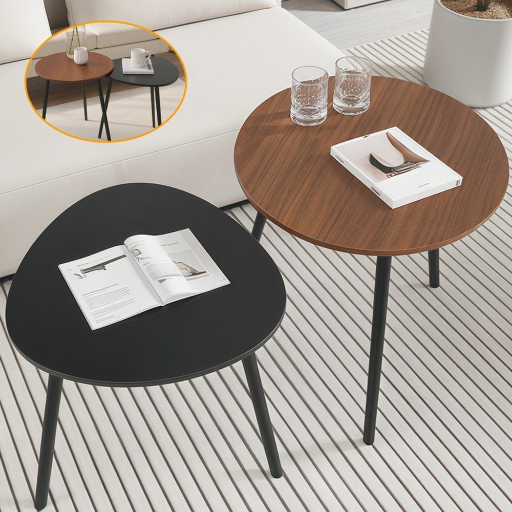 MULISOFT Couchtisch Beistelltisch 2er Set Satztisch Sofa Tisch für Wohnzimmer (großer Tisch(45x47cm),Kleiner Tisch(42x40cm), 2er Set), Kaffeetisch Couchtisch Modern Schwarz Bild 1