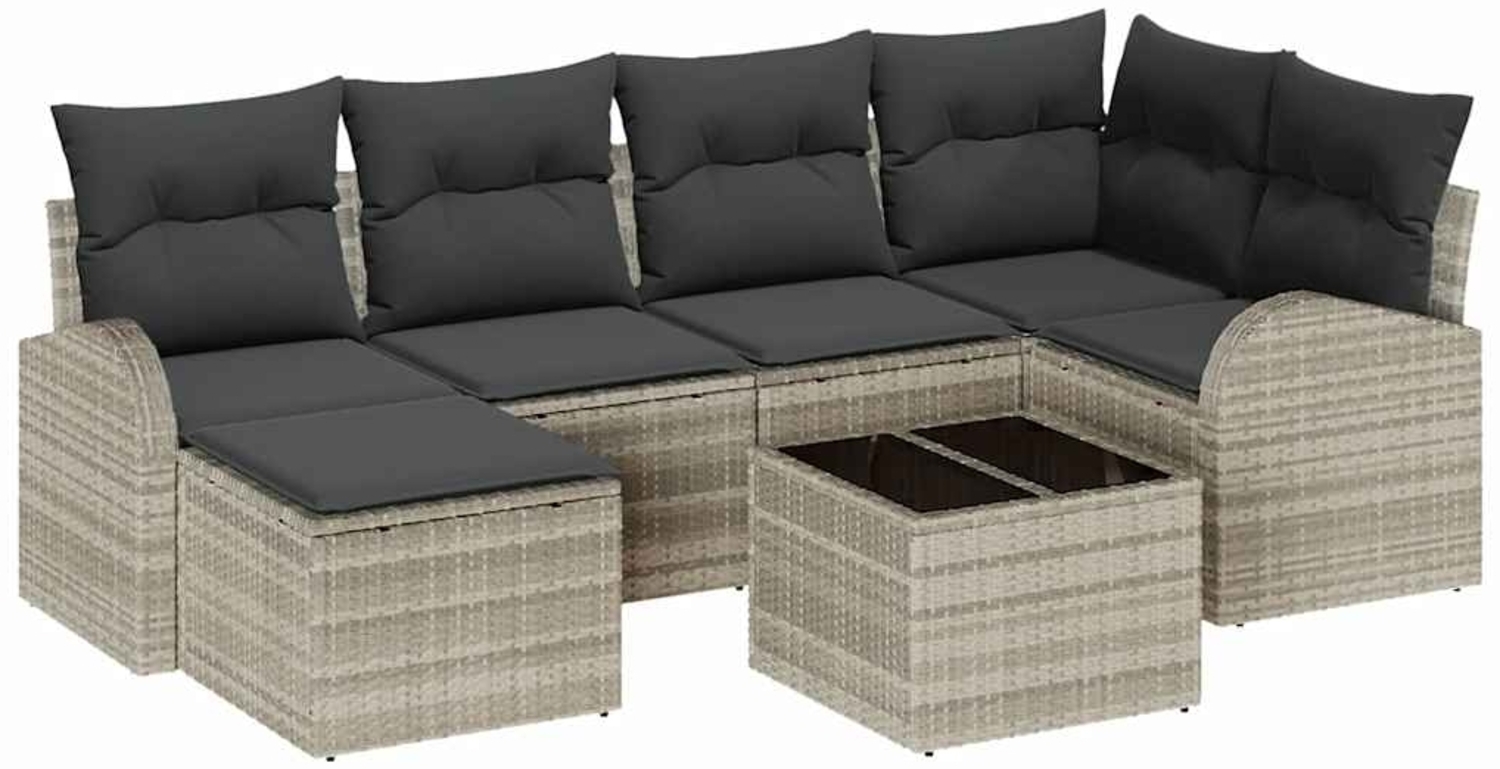 vidaXL Gartensofa-set 7 pcs Hellgrau Poly-Rattan 3346122 Bild 1