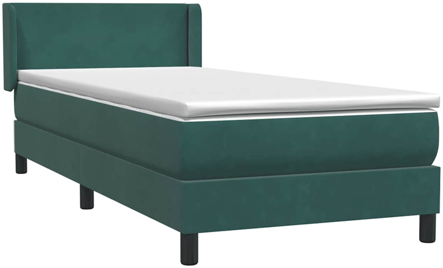 vidaXL Boxspringbett mit Matratze Dunkelgrün 90x220 cm Samt 3317976 Bild 1