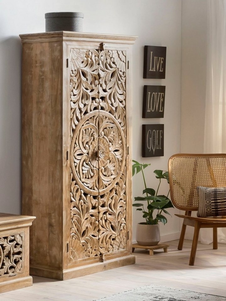 Garderobenschrank Lakadee 90 x 45 x 185 cm Mango Bild 1