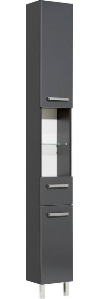 Saphir Hochschrank Quickset Badschrank 25 cm breit, 2 Türen, 2 Nischen, 1 Schublade Badezimmer-Hochschrank inkl. Türdämpfer, Griffe in Chrom glänzend Bild 1