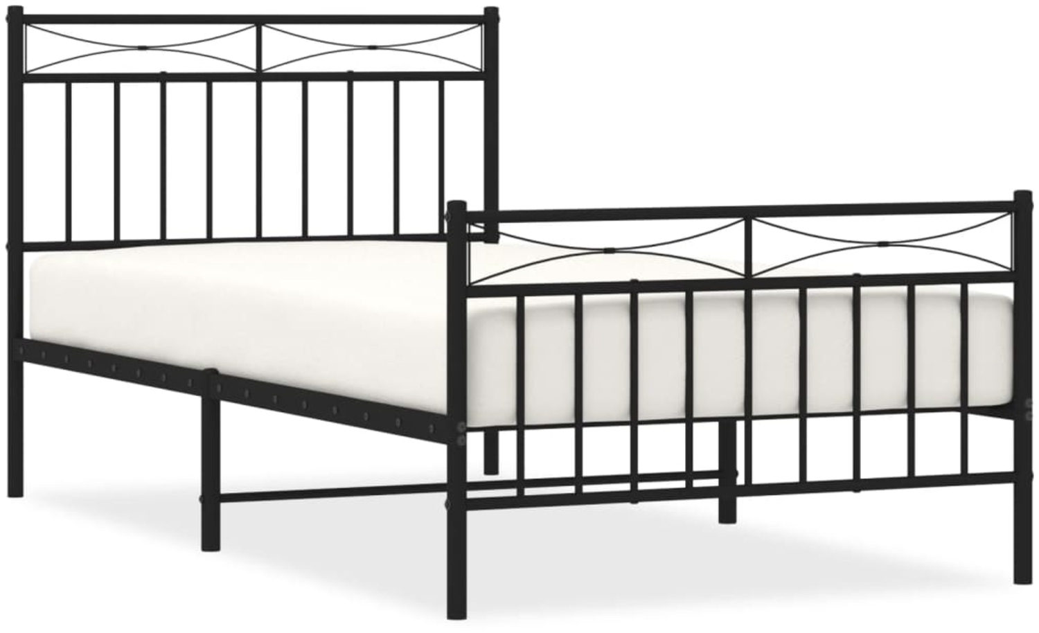 vidaXL Bettgestell mit Kopf- und Fußteil, Metall, Schwarz, 100x190 cm Bild 1