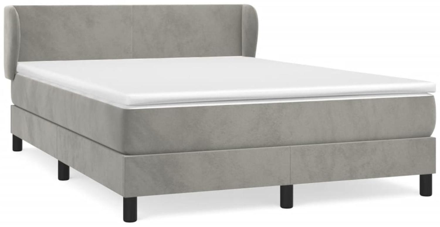 vidaXL Boxspringbett mit Matratze Hellgrau 140x190 cm Samt 3127367 Bild 1