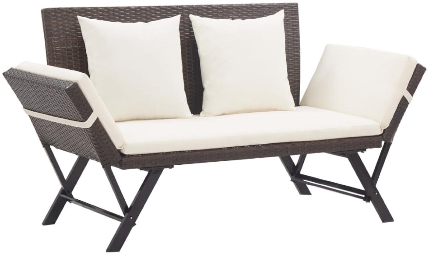 vidaXL Gartenbank mit Auflagen 176 cm Braun Poly Rattan 46231 Bild 1