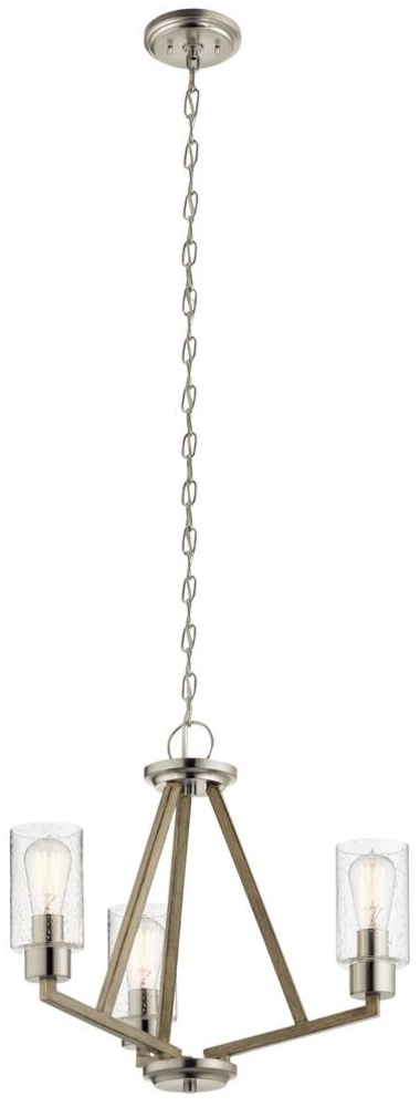 Kichler KL-DERYN3-DAG Kronleuchter Deryn E27 60W Stahl, Glas klar; antikgrau gealtert L:55. 8cm B:55. 8cm Ø55. 8cm dimmbar höhenverstellbar Bild 1