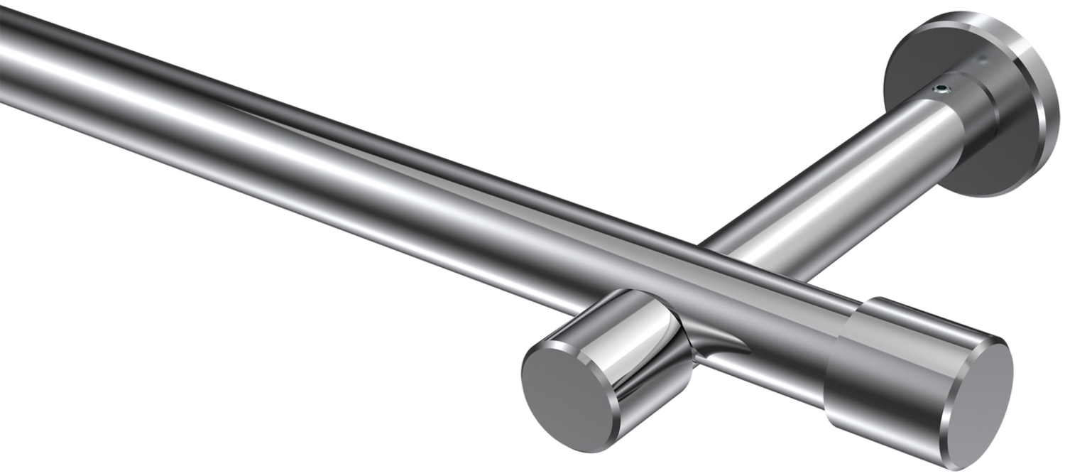 Gardinenstangen-Set Prestige Santo 140 cm, 1-läufig (ohne Ringe), 20 mm Ø Chrom Bild 1