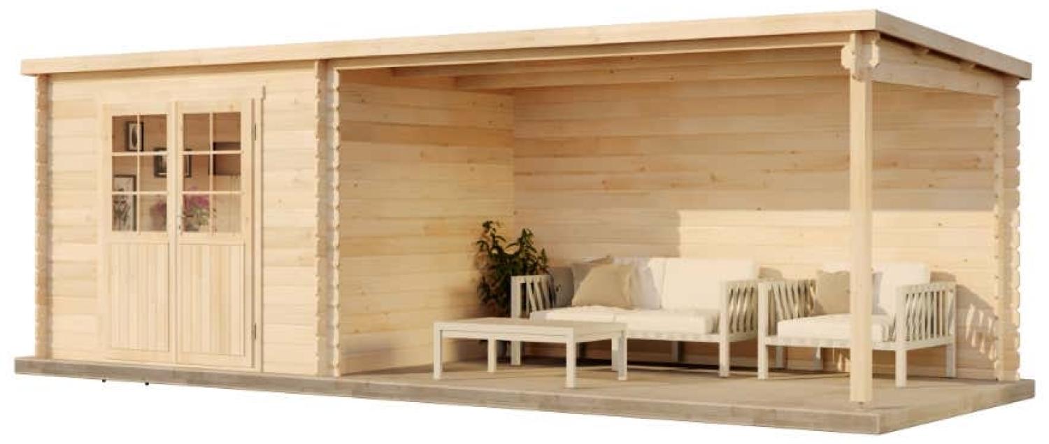 Alpholz Gartenhaus Brilon 28-A Gartenhaus aus Holz Holzhaus mit 28 mm Wandstärke inklusive Terrasse Blockbohlenhaus mit Montagematerial Bild 1