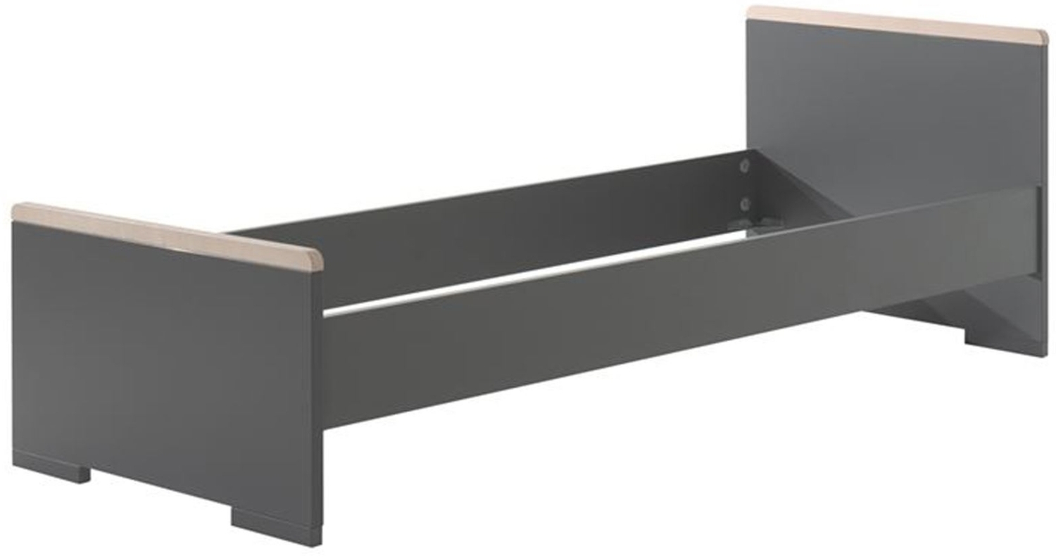 Einzelbett Kariotta 205x97x76 Holzwerkstoff Anthrazit/Buche Bild 1