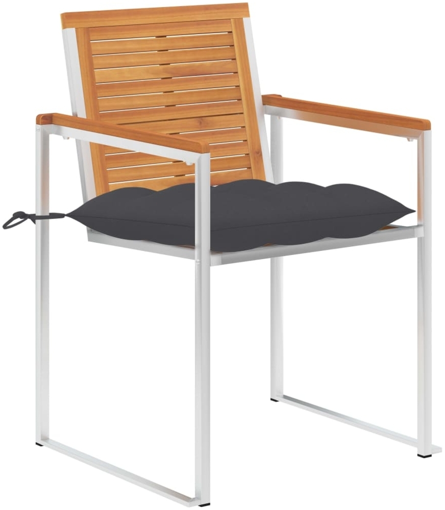 vidaXL Gartenstühle mit Kissen 2 Stk. Massivholz Akazie und Stahl 3061503 Bild 1
