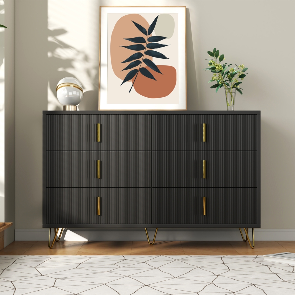 Merax Elegantes Sideboard mit modernem Design, Kommode und viel Stauraum, Schwarz und Gold Bild 1