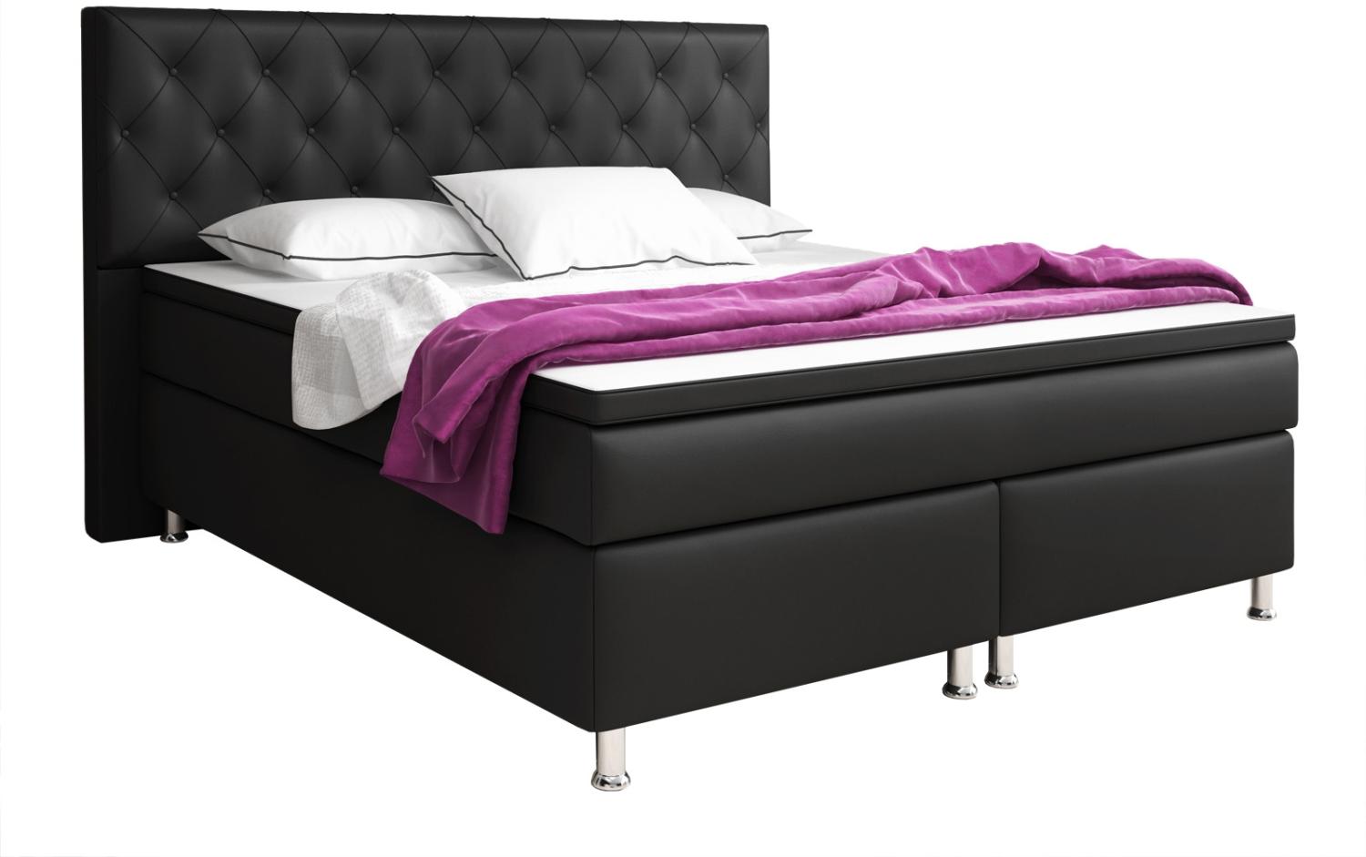 Boxspringbett Turin 180x200 cm Kunstleder Schwarz Bild 1