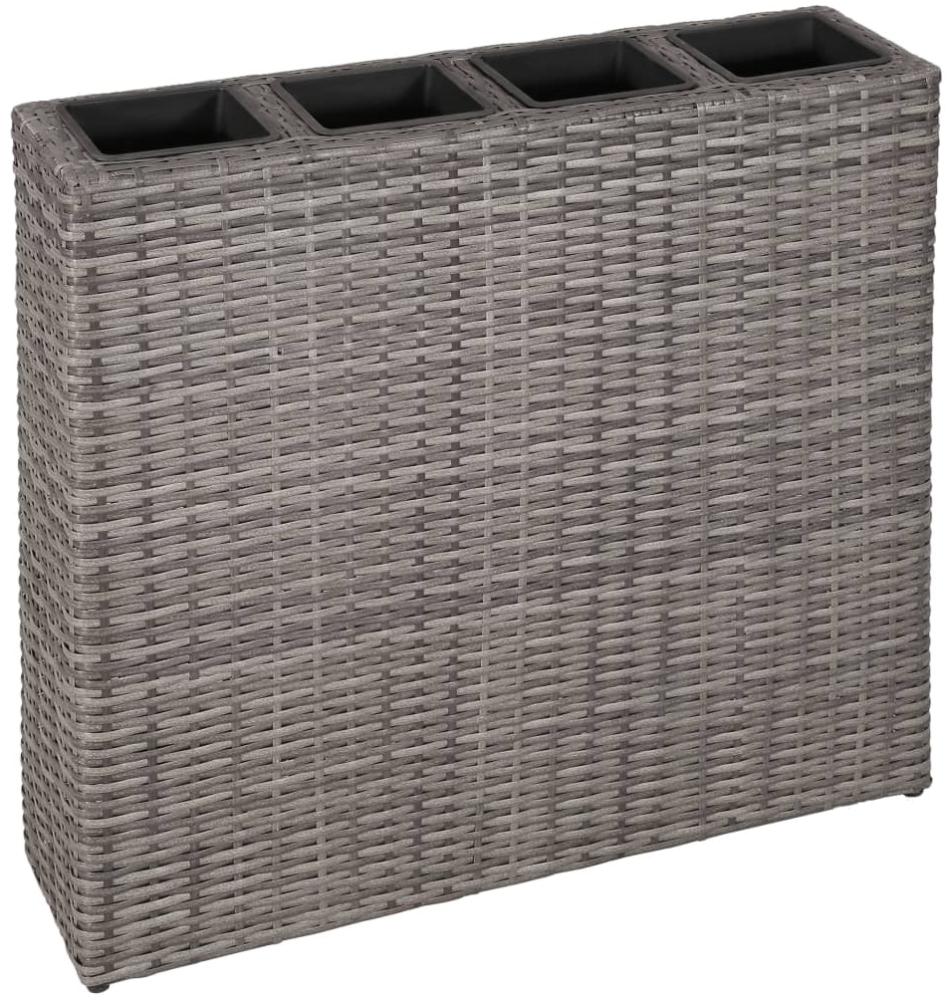 vidaXL Garten-Hochbeet mit 4 Töpfen 2 Stk. Poly Rattan Grau 279080 Bild 1