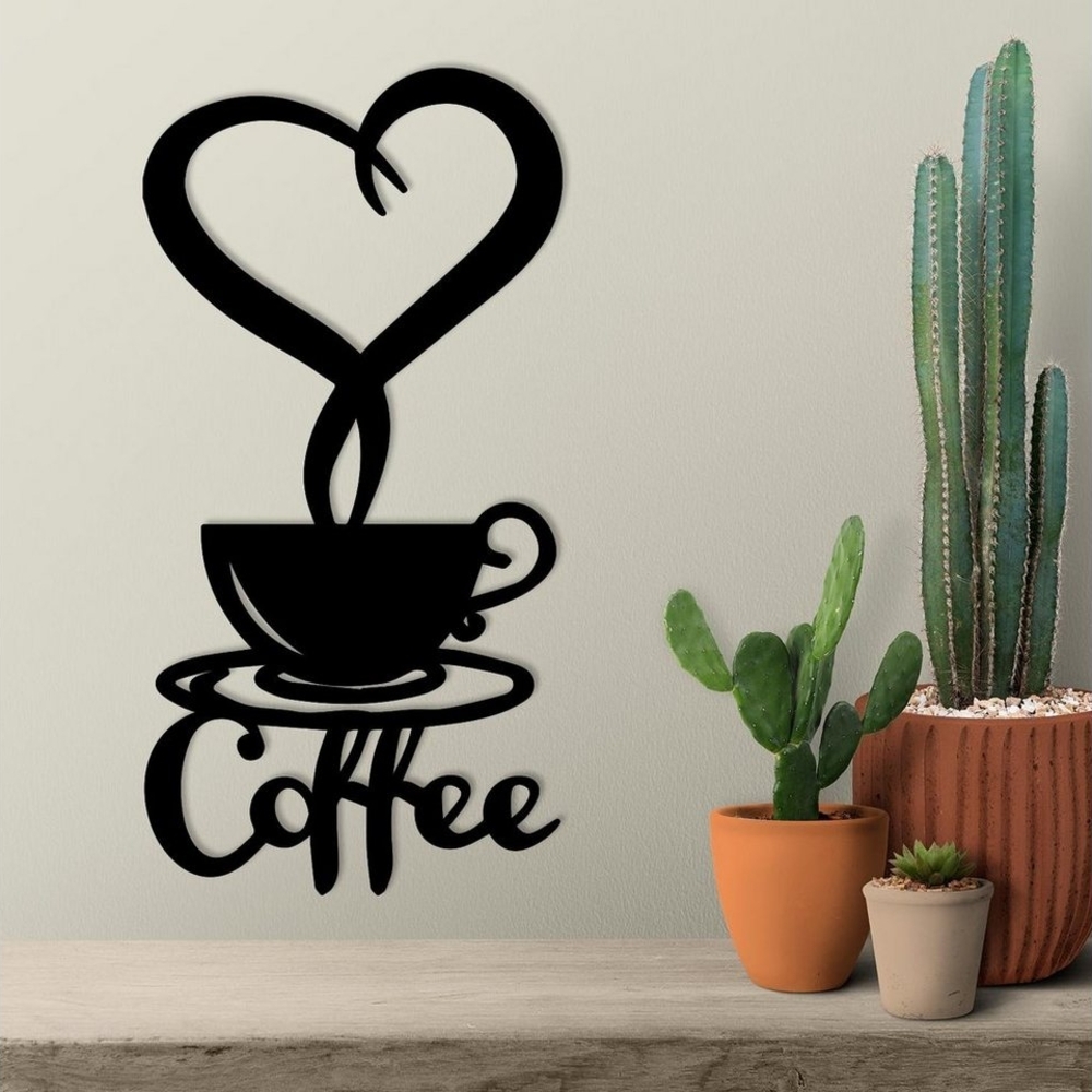 Namofactur 3D-Wandtattoo Kaffee Deko Geschenke - Coffee Wanddeko Holz Wandtattoo, Kaffeetasse Herz Dampf Wandbild Holz Dekoration Cafe Café Caffé Bild 1