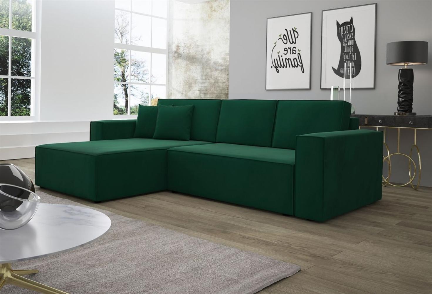 Ecksofa Schlafsofa Sofa CONOR PREMIUM Stoff Kronos Dunkelgrün Ottomane Links Bild 1