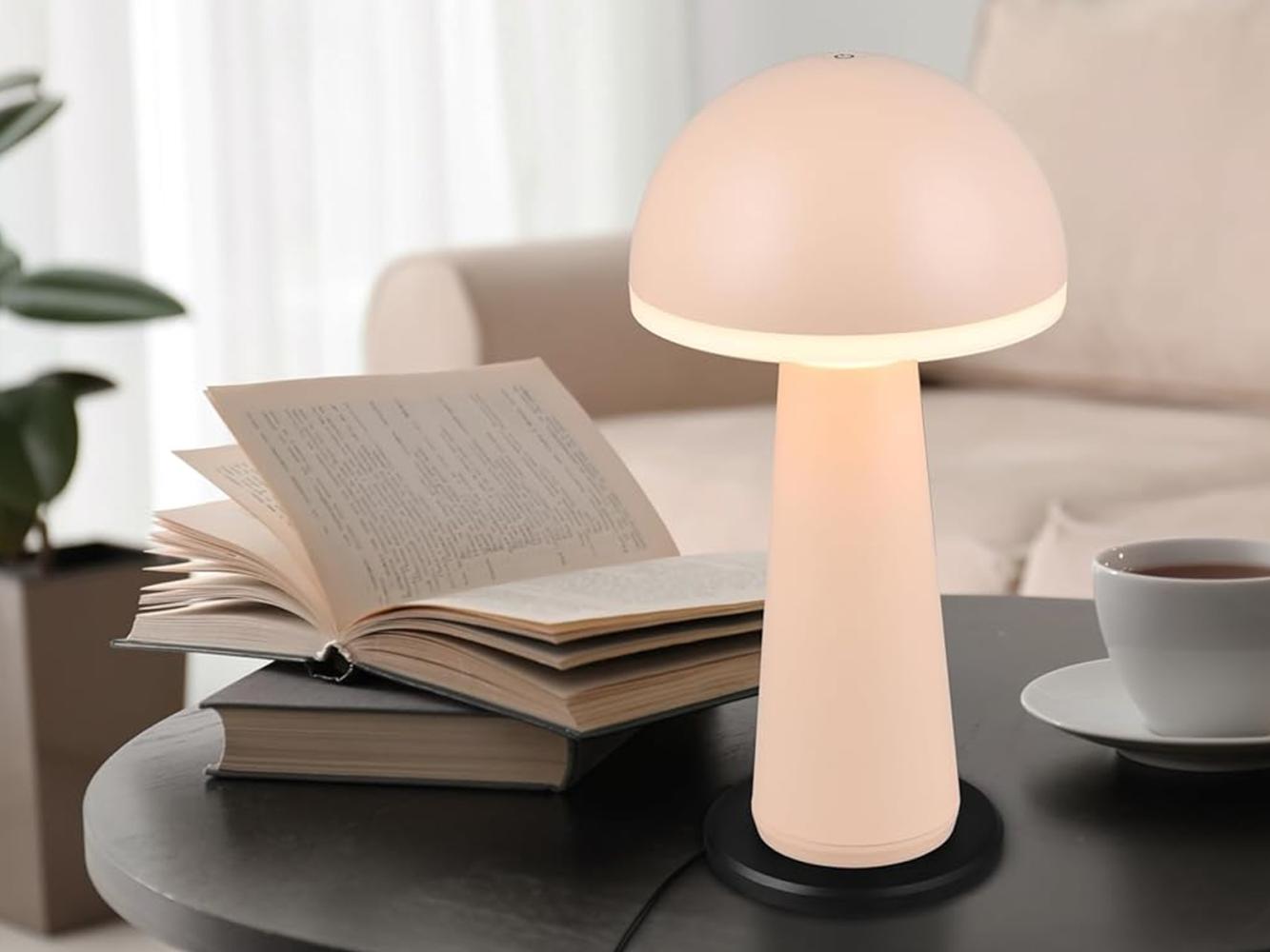 Akku LED Tischleuchte FUNGO kabellos für Innen & Außen, Beige - Höhe 30cm Bild 1