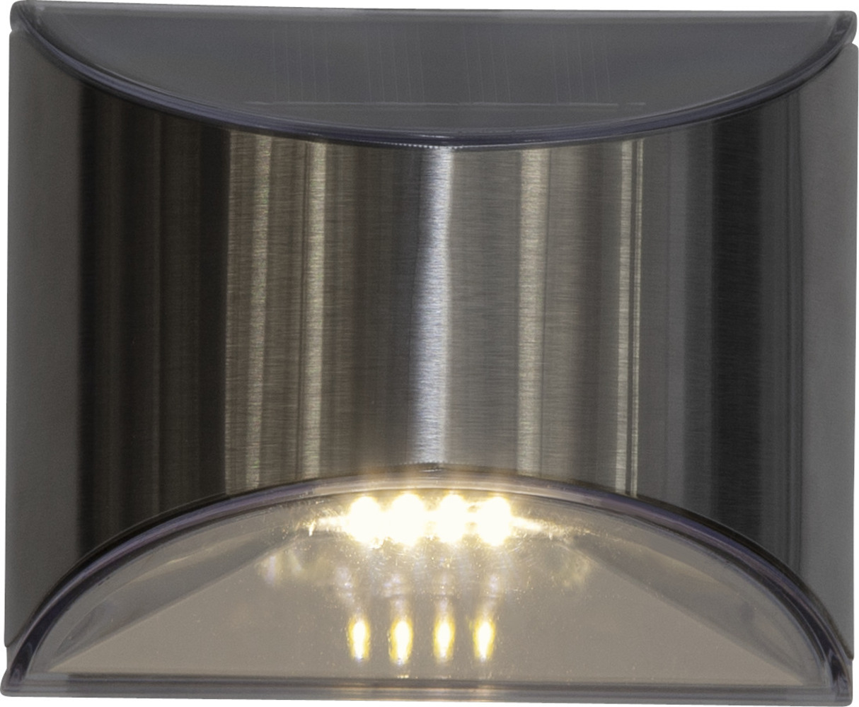 LED-Solar-Wandleuchte Wally 2 Stück Edelstahl warmweis LED Solarpanel Bild 1