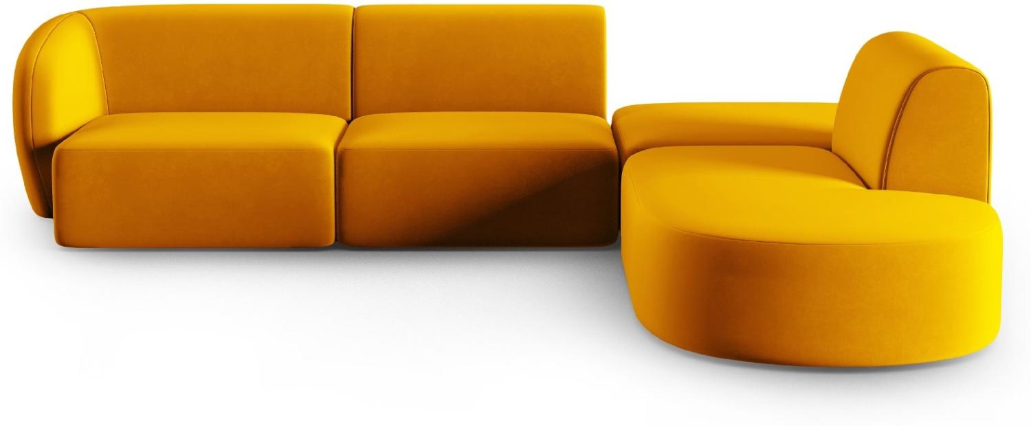 Micadoni Modulares Ecksofa Shane 5-Sitzer Rechts Samtstoff Gelb Bild 1