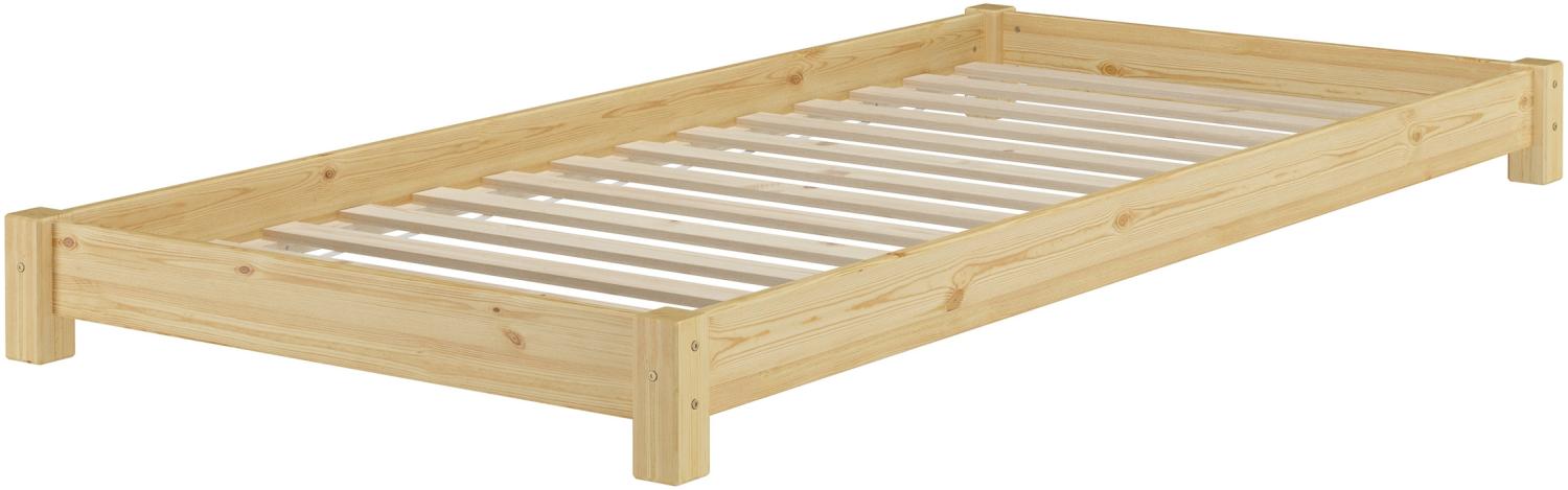 Niederflurbett Futonbett Einzelbett Bodenbett Futon 90x200 Kiefer massiv V-60. 51-09 Bild 1