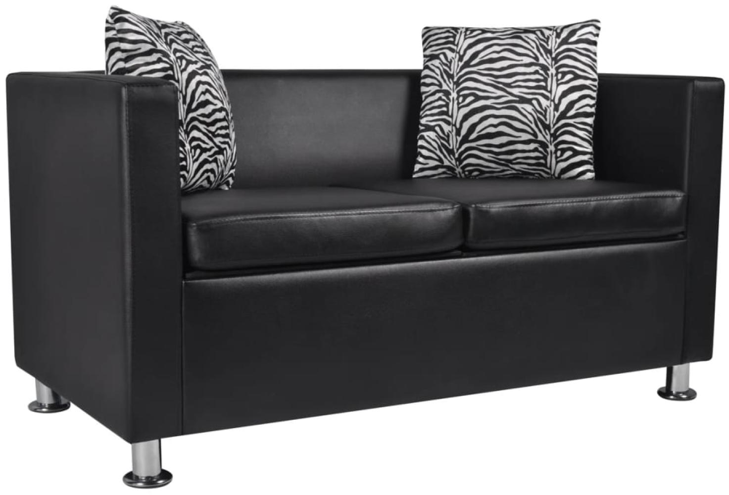 vidaXL 2-Sitzer-Sofa Kunstleder Schwarz [242209] Bild 1