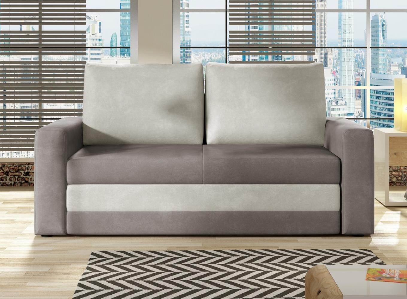 Sofa Schlafsofa WAVE Grau Wildleder-Optik Bettkasten Schlaffunktion ausziehbar Bild 1