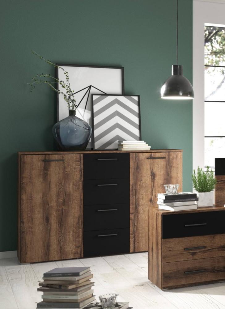 Kommode "Beta" Sideboard 132cm monastery Eiche schwarz Bild 1