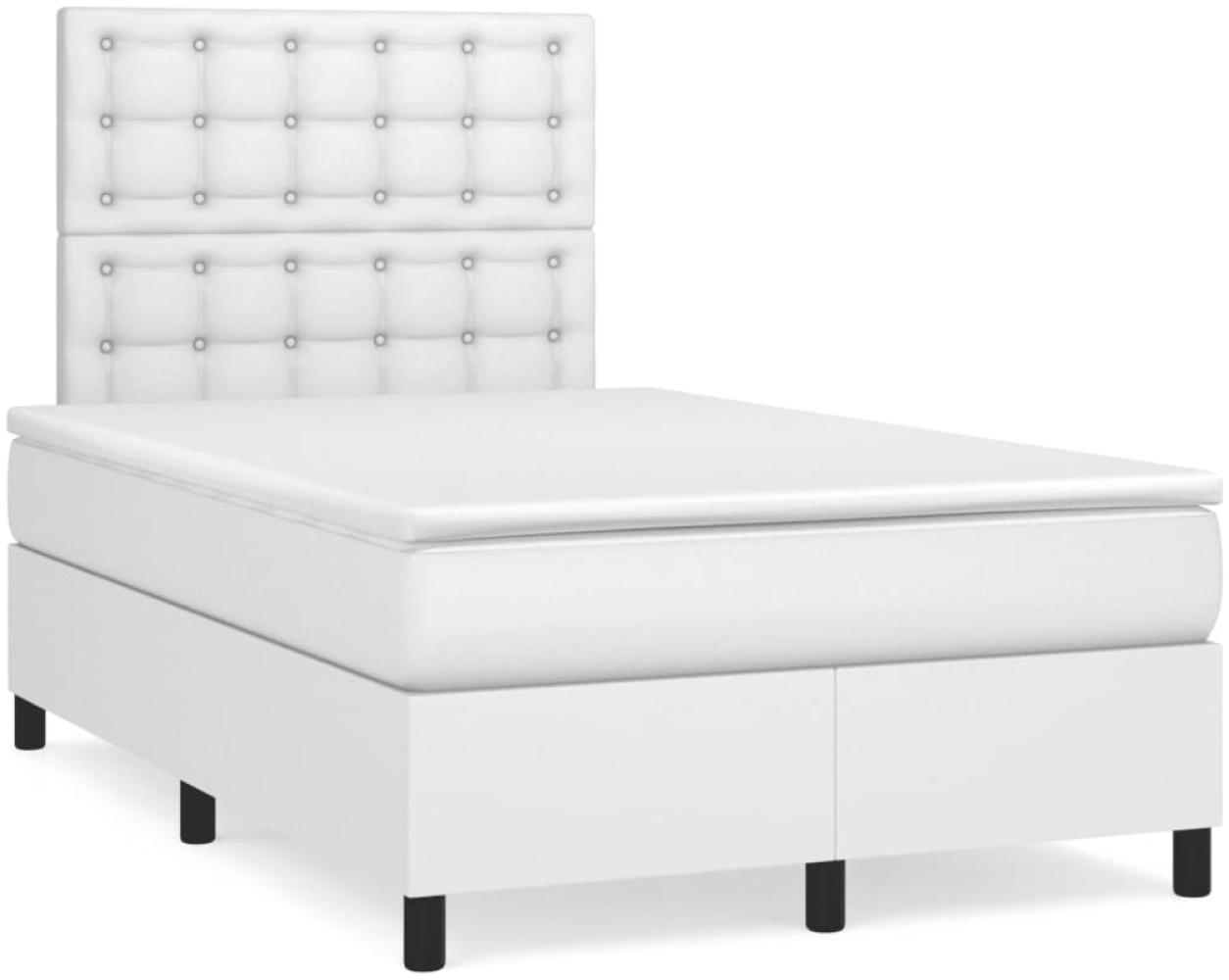 vidaXL Boxspringbett mit Matratze & LED Weiß 120x190 cm Kunstleder 3270294 Bild 1