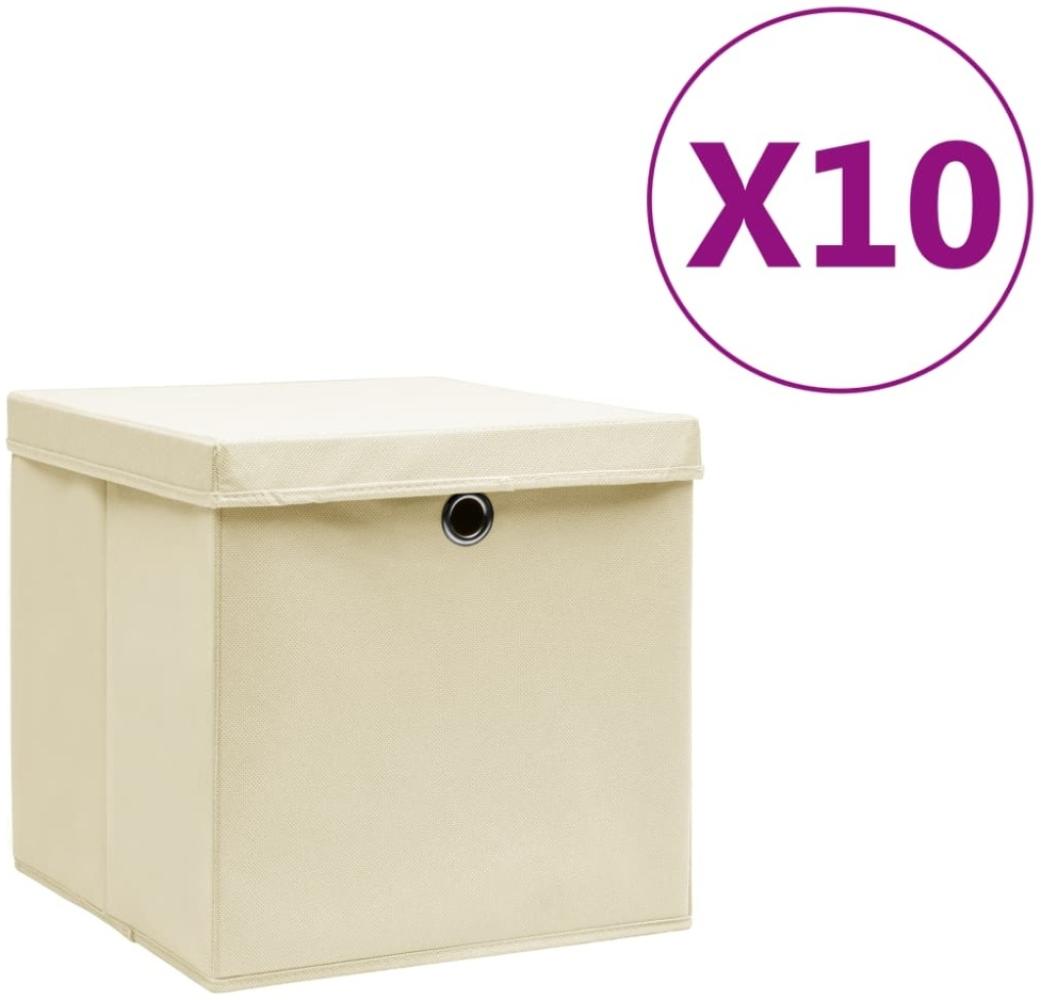 vidaXL Aufbewahrungsboxen mit Deckeln 10 Stk. 28x28x28 cm Creme 325218 Bild 1