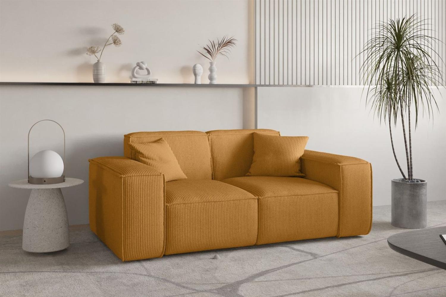 Sofa Designersofa CELES PREMIUM 2-Sitzer in Stoff Scala Senfgelb Bild 1