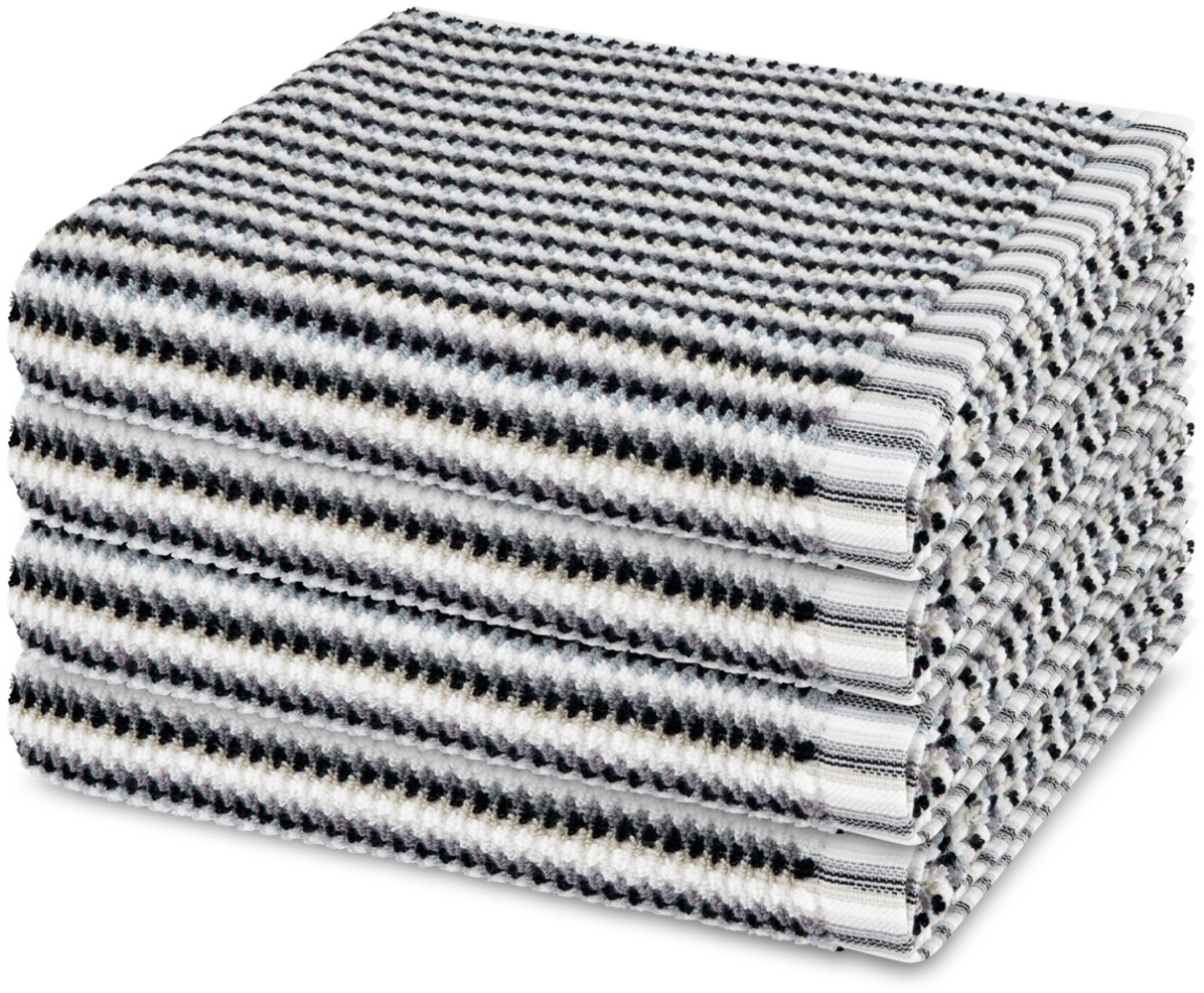 Möve Bliss 4 tlg. Frottier-Set - 4 X Handtuch (50 X 100cm) - 500 - Grau / schwarz Bild 1