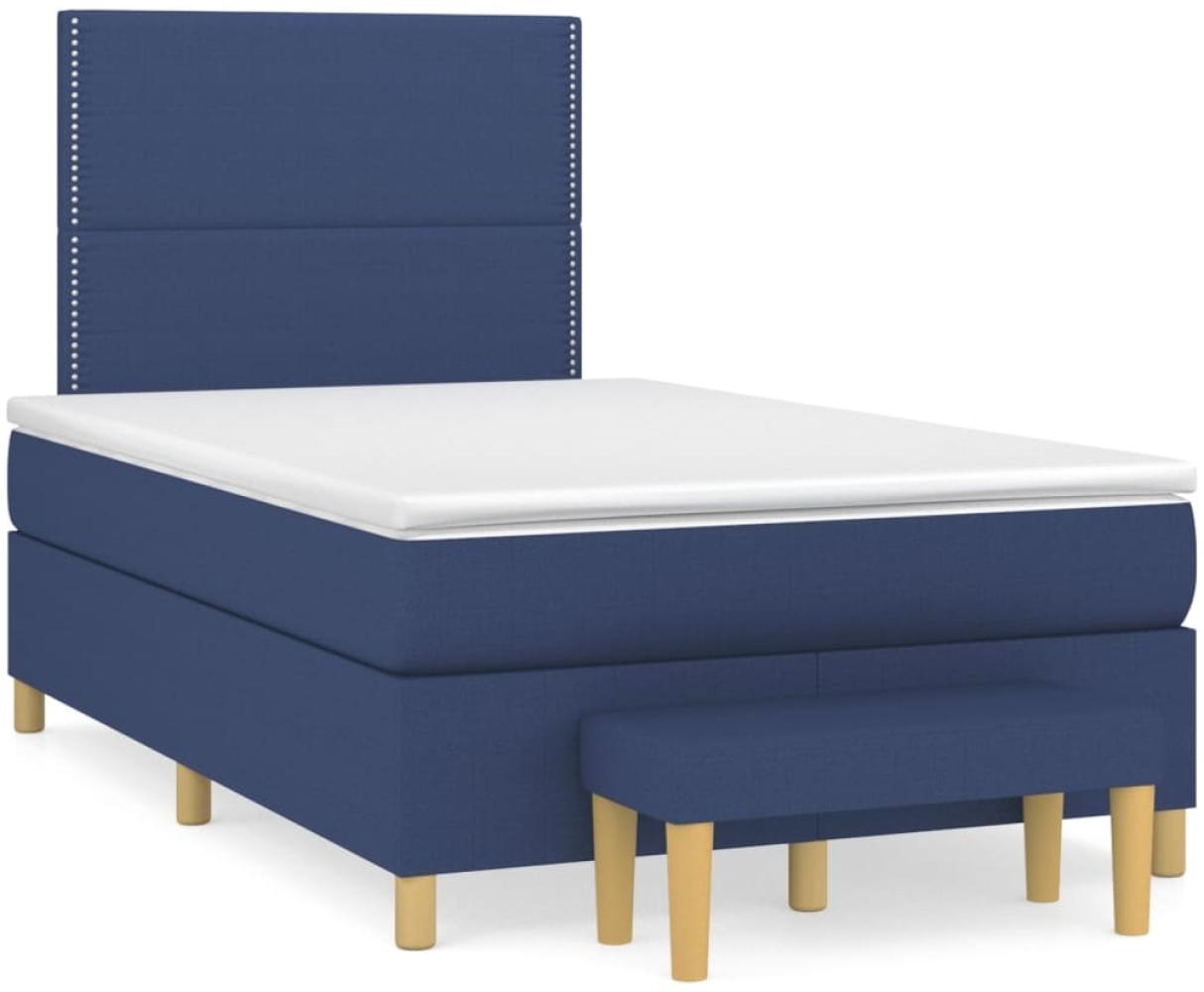 vidaXL Boxspringbett mit Matratze Blau 120x190 cm Stoff 3270403 Bild 1