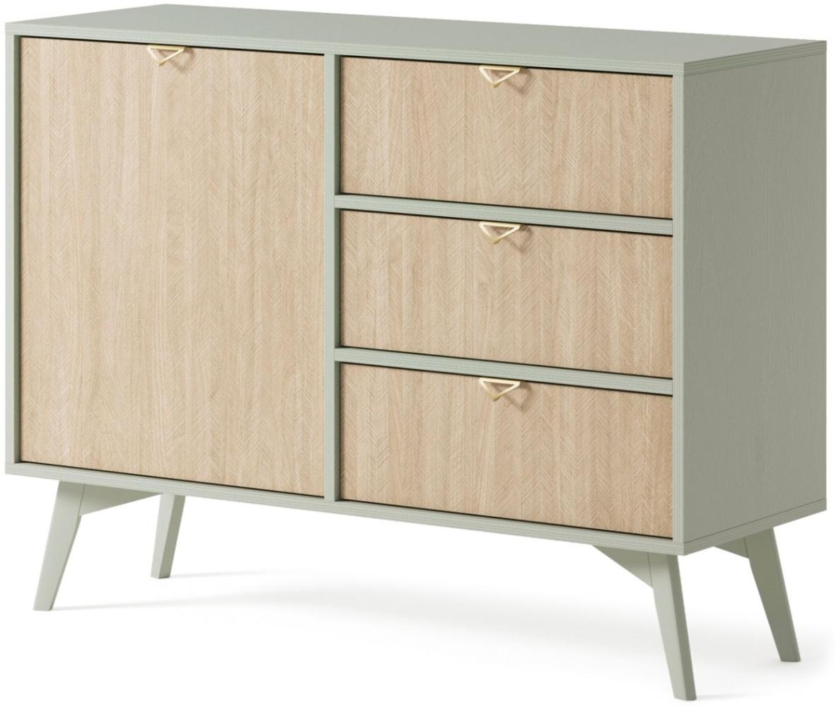 Kommode Sideboard Forest 106 x 38 x 80 cm eukalyptusgrün Herringbone Skandi Bild 1