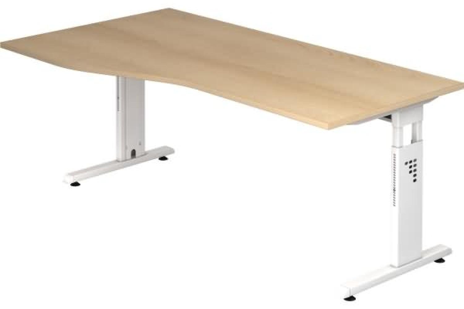 Schreibtisch OS18 C-Fuß 180x100 / 80cm Eiche Gestellfarbe: Weiß Bild 1