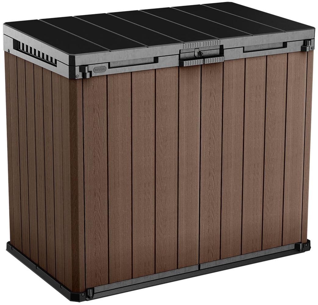 Dmora Gartenschrank Napanee, Gartenmöbel, Mehrzweck-Gartenschrank, Container für Balkon oder Garage, 140x80 h120 cm, Braun Bild 1