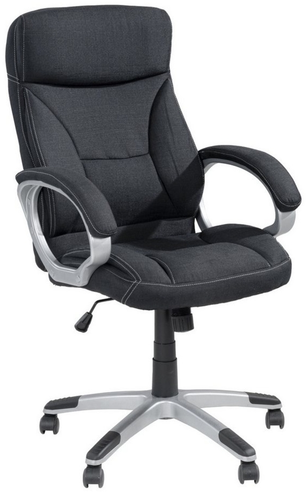 Home4You Chefsessel, Höhenverstellbar, Dunkelgrau, Silbergrau, Webstoffbezug, Kunststoffgestell, Rückenlehne verstellbar Bild 1