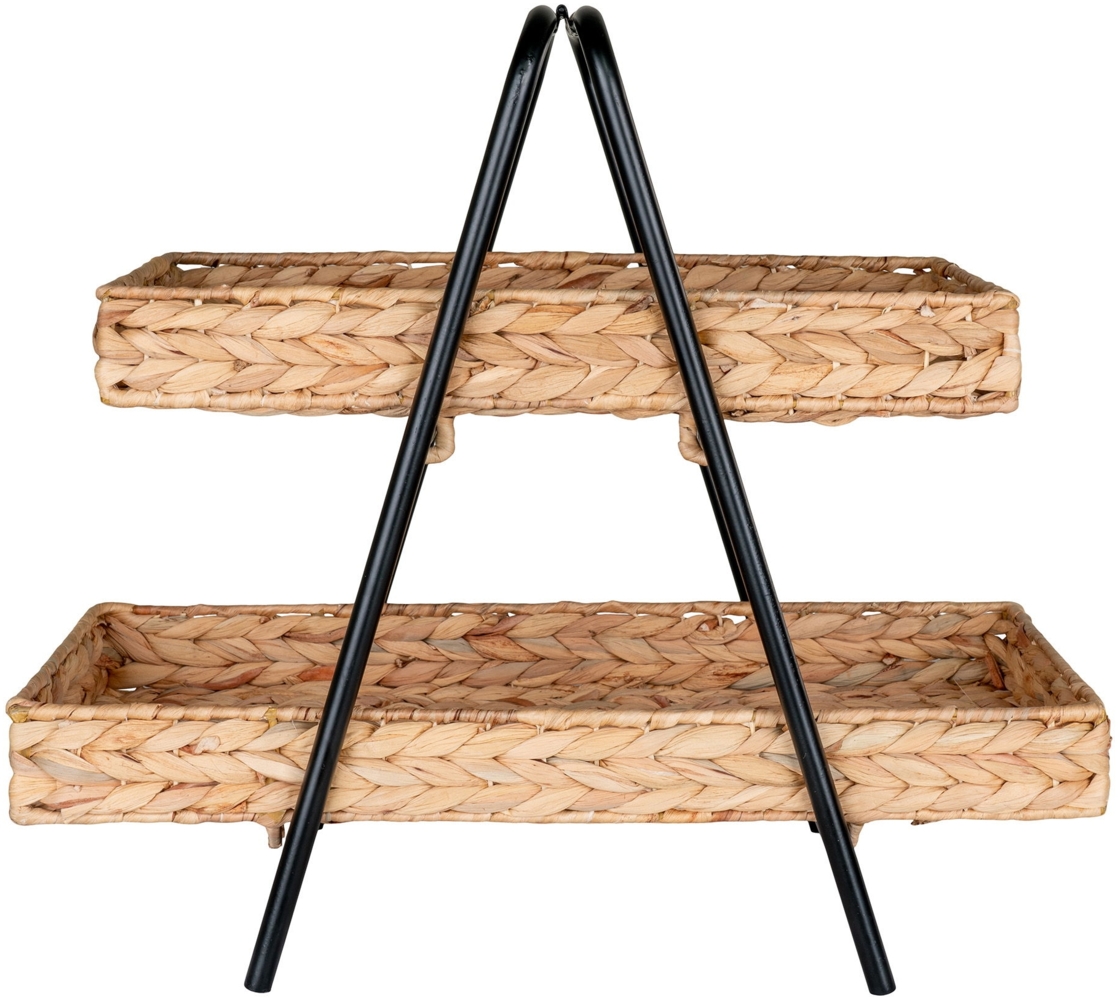 Tablett, Wasserhyazinthe/Metall, schwarz/natur, 42 x 23 x 43,5 cm Bild 1