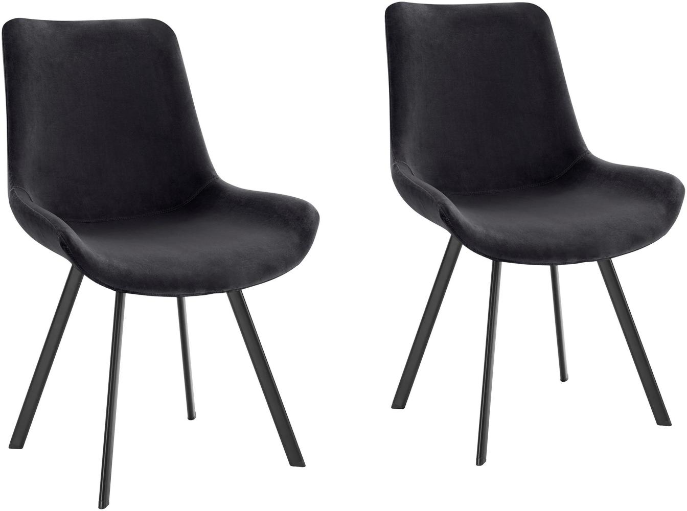 Homexperts 'ROSE' 2er Set Stuhl, Samt schwarz, B 55 x H 85 x T 63 cm Bild 1