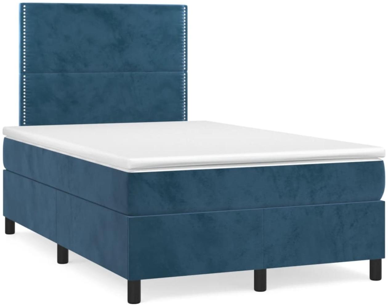 vidaXL Boxspringbett mit Matratze Dunkelblau 120x200 cm Samt 3142957 Bild 1