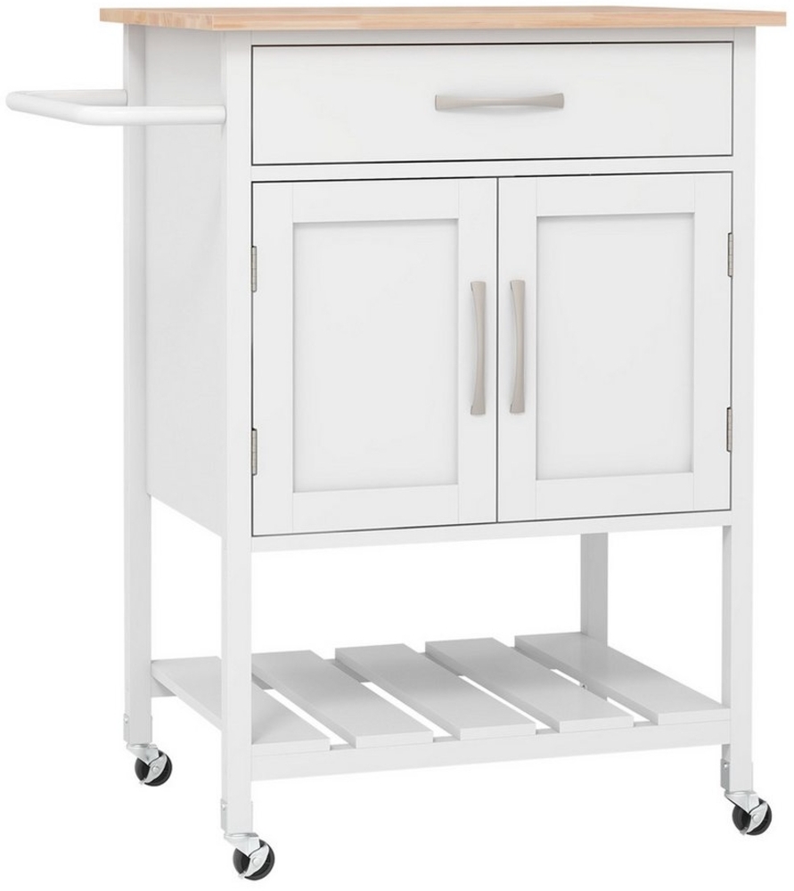 COSTWAY Servierwagen, mit Schublade, 2-türigem Schrank & unterem Tablett Bild 1