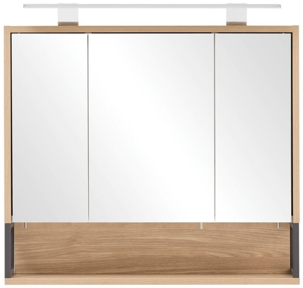 Lomadox Spiegelschrank LIMOGES mit Beleuchtung -80 in Eiche hell Nb, B/H/T: ca. 70/68/16 cm Bild 1