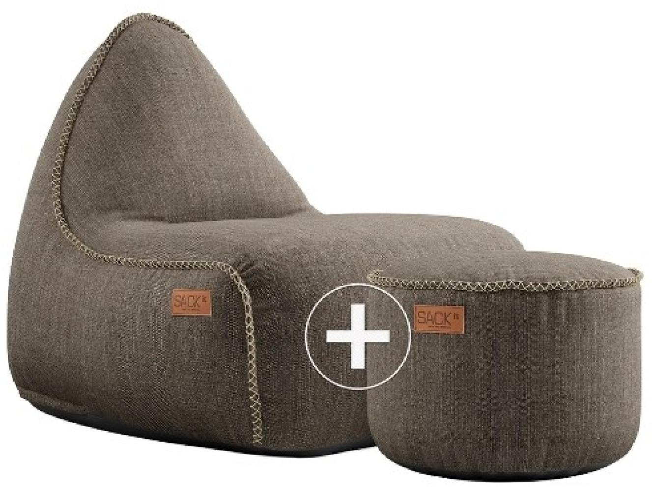 RETROit Cobana Outdoor Sitzsack Loungsessel mit Hocker – Sparset braun Bild 1