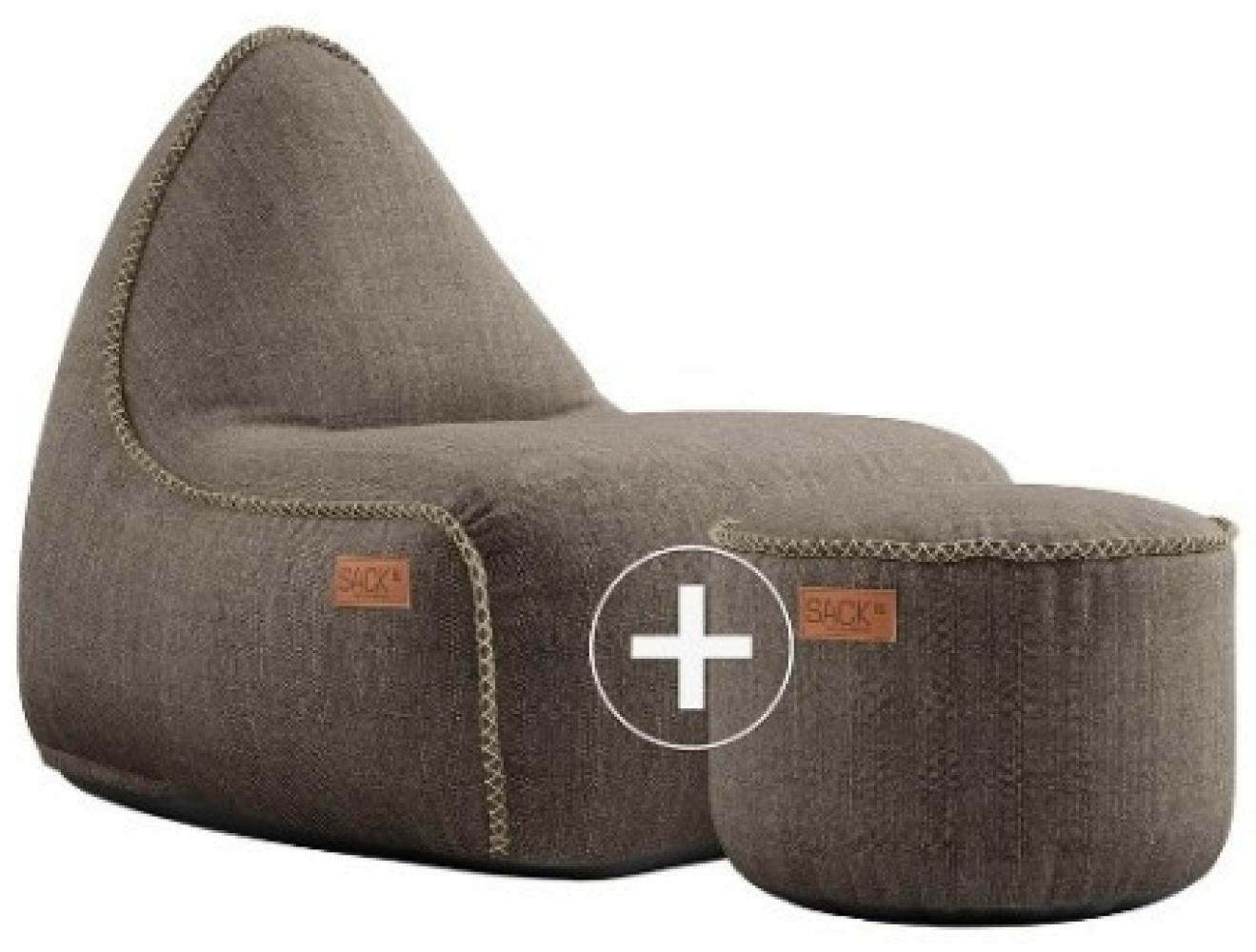 RETROit Cobana Outdoor Sitzsack Loungsessel mit Hocker – Sparset braun Bild 1