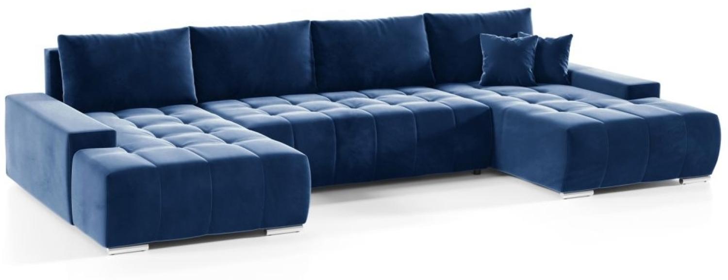 Wohnlandschaft Sofa mit Schlaffunktion VOGAR Stoff Monolith Blau Bild 1