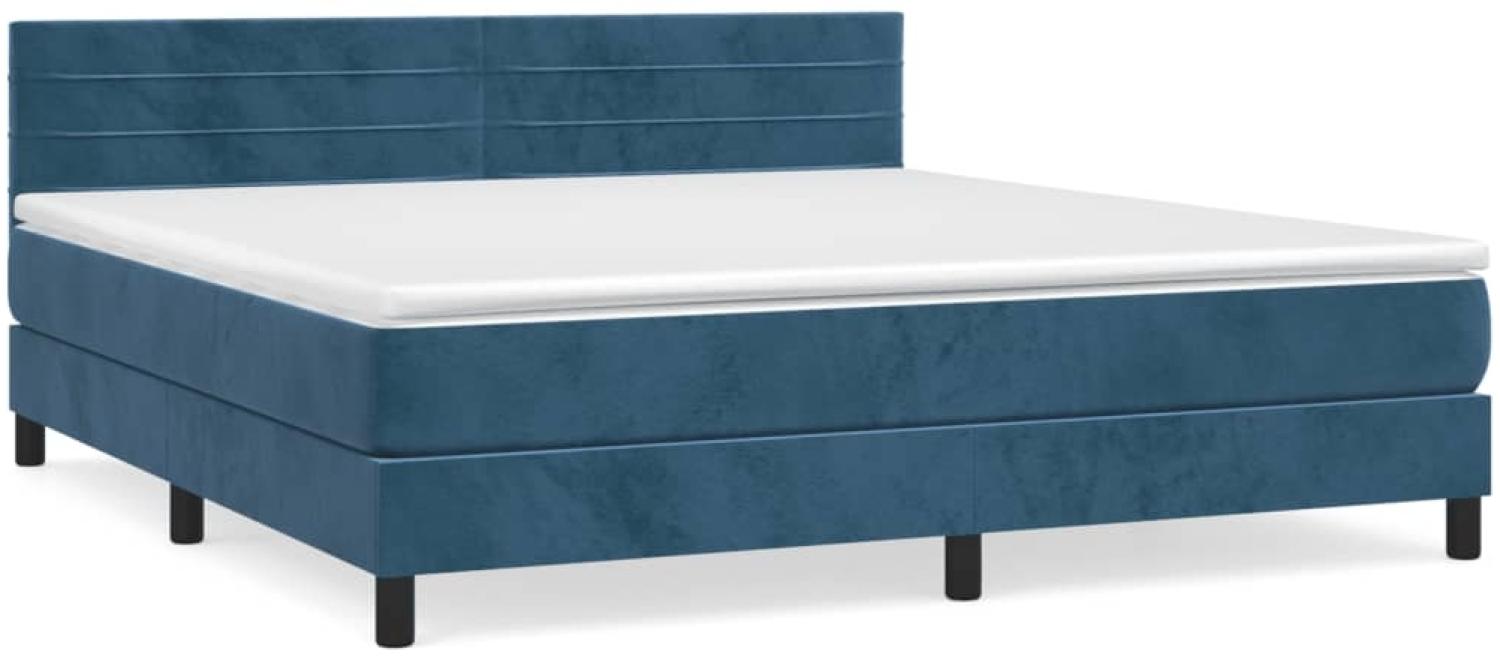 vidaXL Boxspringbett mit Matratze Dunkelblau 160x200 cm Samt 3141375 Bild 1