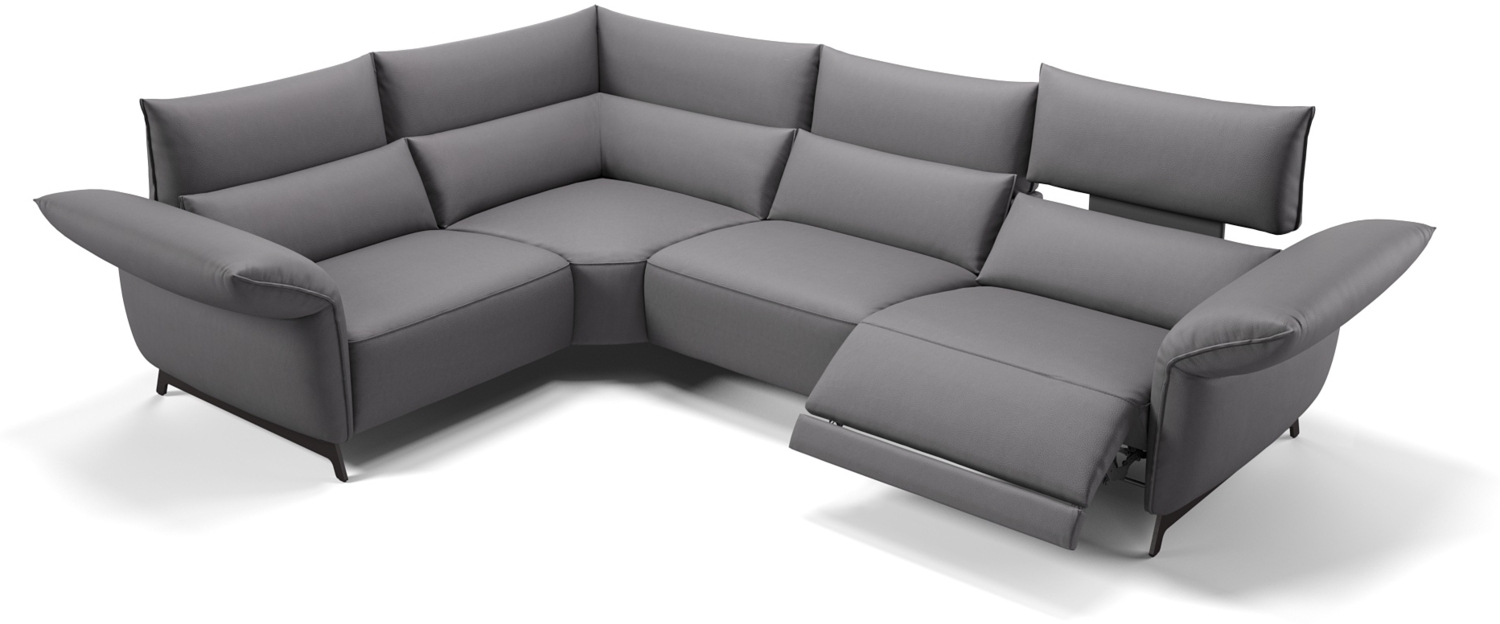 Sofanella Eckcouch CUNEO Ecksofa Ledersofa Eckgarnitur in Grau Bild 1