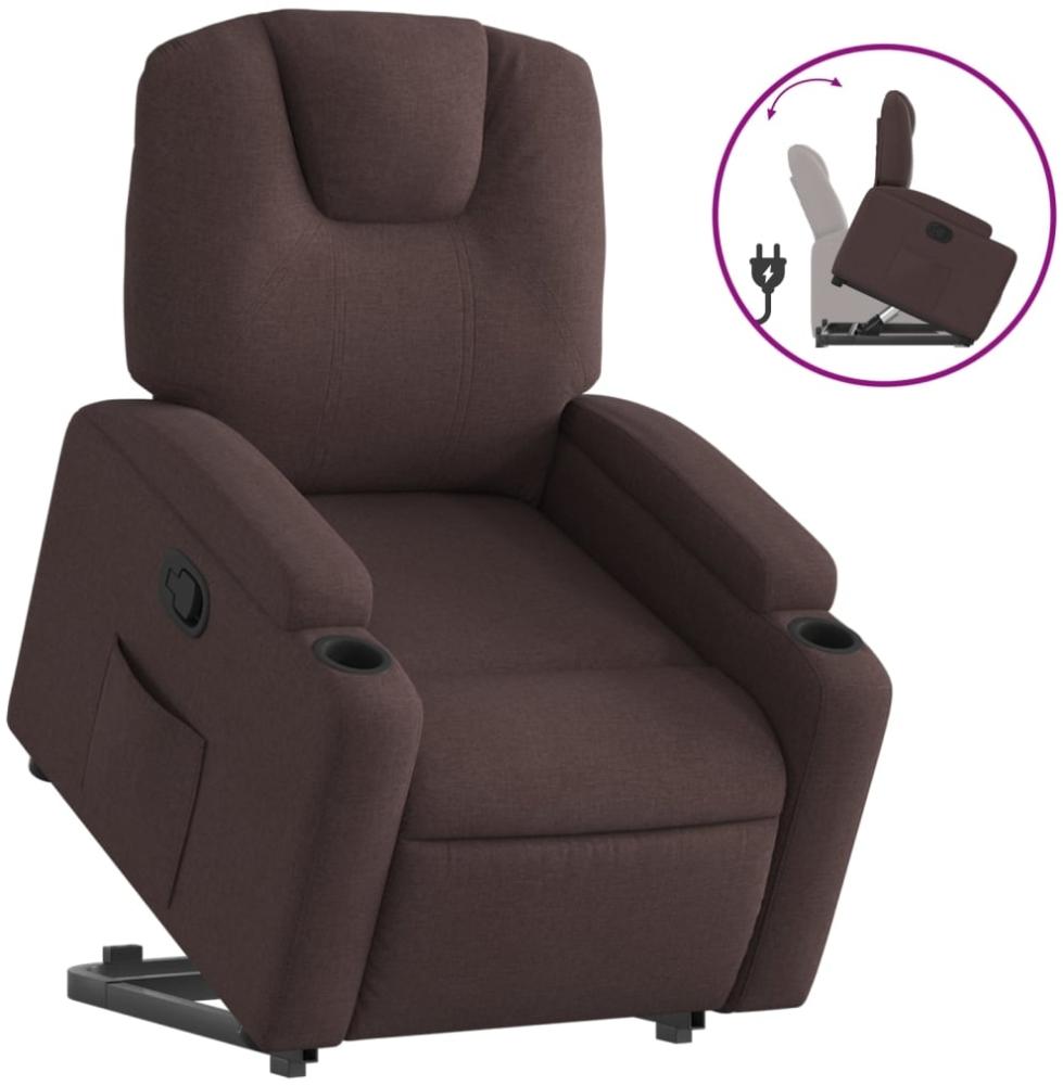 vidaXL Relaxsessel mit Aufstehhilfe Dunkelbraun Stoff 3204373 Bild 1
