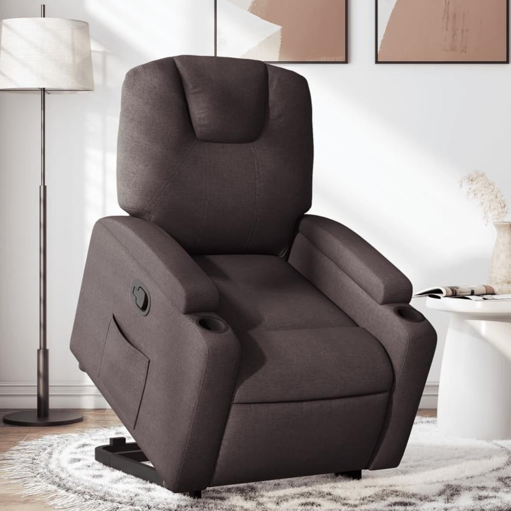 vidaXL Relaxsessel mit Aufstehhilfe Dunkelbraun Stoff 3204373 Bild 1