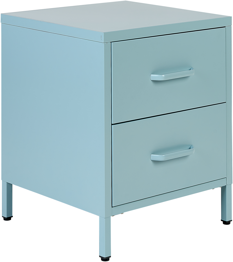 Nachttisch mit 2 Schubladen MALAVI Metall Hellblau Bild 1